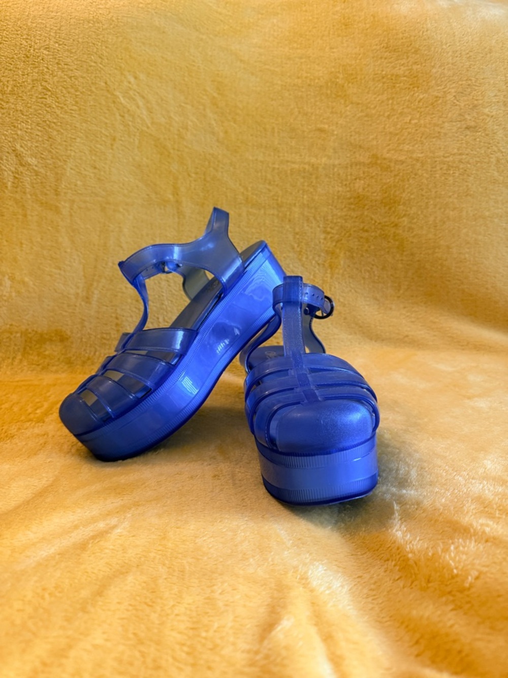 Blue Women's Platform Jelly Sandals